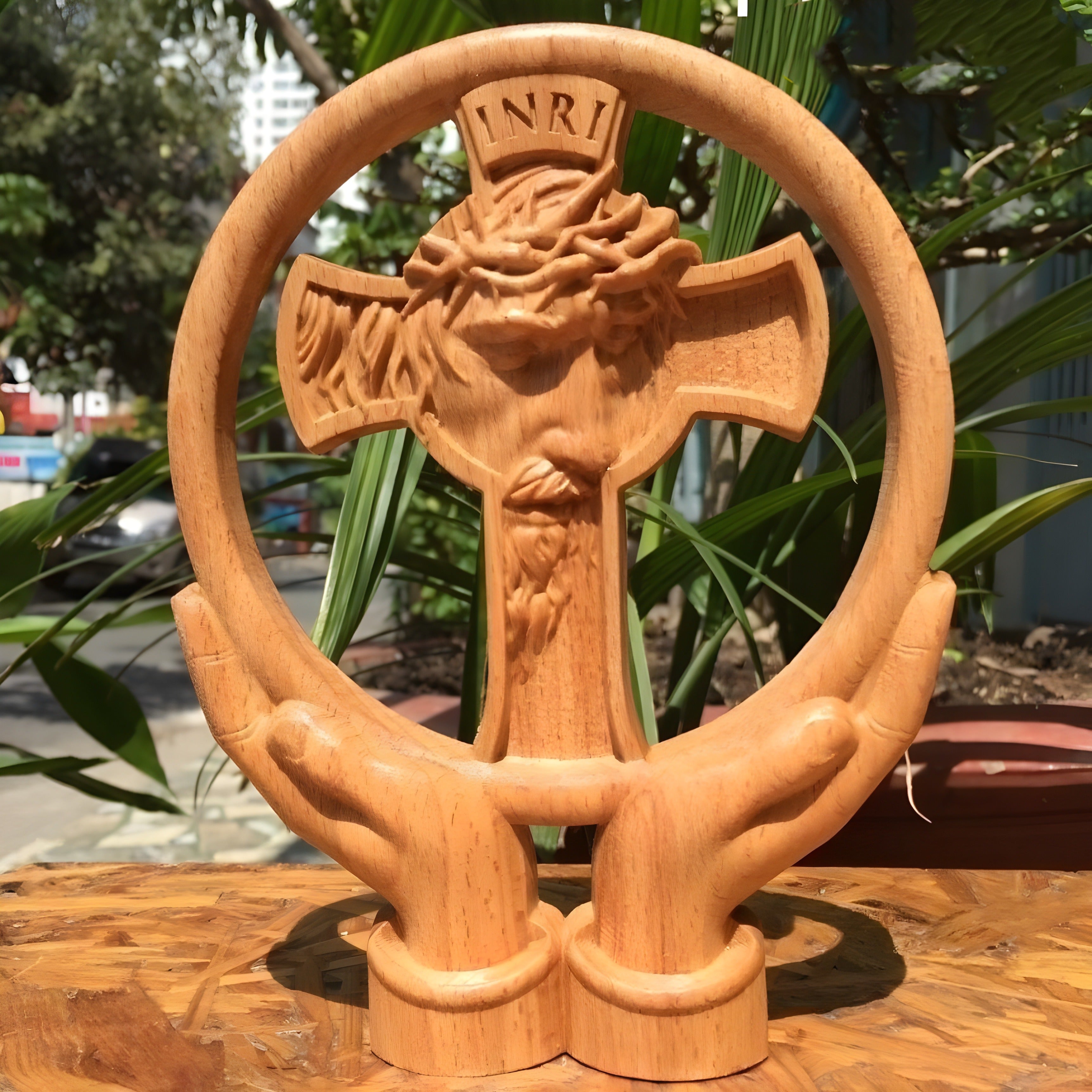 Wooden Crucifix Wall Relief – Jesus on the Cross Catholic Christian Religious Art, Handmade Wall Hanging Decor